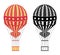 Cartoon color and black and white air balloons. Hot air balloons. Aerostat isolated on white background. Aerostat flight