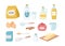 Cartoon Color Cake Baking Ingredient Icon Set. Vector