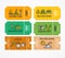 Cartoon Color Camping Ticket and Thin Line Icon Set. Vector