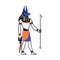Cartoon Color Character Egyptian God Anubis. Vector