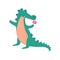 Cartoon Color Character Mascot Cute Crocodile. Vector
