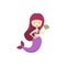 Cartoon Color Character Mermaid Girl on a White. Vector