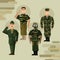 Cartoon Color Character Person Army Soldiers Concept. Vector