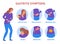 Cartoon Color Character Person Woman and Gastritis Symptoms Concept. Vector