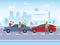 Cartoon Color Characters People and Car Crash on a Road Concept. Vector