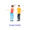 Cartoon Color Characters People Couple Conflict. Vector