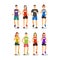 Cartoon Color Characters People Marathon Runners . Vector