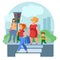 Cartoon Color Characters People Pedestrians Concept. Vector