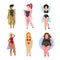 Cartoon Color Characters Person Women Figure Type Set. Vector