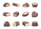 Cartoon Color Chocolate Covered Bonbon Icon Set. Vector
