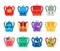 Cartoon Color Different Backpacks Icon Set. Vector