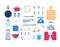Cartoon Color Different Kitchen Tools Icon Set. Vector