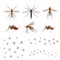 Cartoon Color Different Mosquito Icon Set. Vector