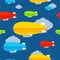 Cartoon Color Dirigible Seamless Pattern Background. Vector