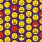 Cartoon Color Emoticons Sign Seamless Pattern Background. Vector