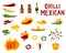 Cartoon Color Hot Chilli Sauces Icon Set. Vector