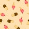 Cartoon Color Ice Cream Melting Seamless Pattern Background. Vector