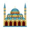 Cartoon Color Islamic Mosque Religious Building. Vector