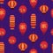 Cartoon Color Japanese Paper Lantern Seamless Pattern Background. Vector