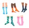 Cartoon Color Legs and Trendy Socks Set. Vector