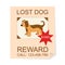 Cartoon Color Lost Dog Ad Poster Card. Vector