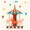 Cartoon Color Merry Go Round Carousel. Vector