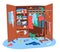 Cartoon Color Messy Wardrobe Concept. Vector