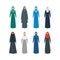 Cartoon Color Middle East Women Religious Apparel Set. Vector