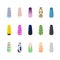 Cartoon Color Nail Service Art Elements Set. Vector