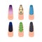 Cartoon Color Nail Service Art Elements Set. Vector