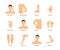 Cartoon Color Pain Human Body Set. Vector