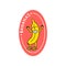 Cartoon Color Retro Character Banana Sticker Icon. Vector