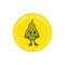 Cartoon Color Retro Character Pear Sticker Icon. Vector