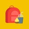 Cartoon Color School Lunch Food Box. Vector