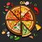 Cartoon Color Slice of Pizza Make Create Concept. Vector