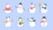 Cartoon Color Snowman Icons Set. Vector