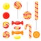 Cartoon Color Sweetmeats Set Different Types Set. Vector