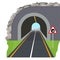 Cartoon Color Tunnel Highway Scene Concept. Vector