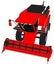 Cartoon colored 3D model of large red rye combine harvester on white, clip art for food industry images - industrial 3D