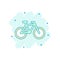 Cartoon colored bike icon in comic style. Bicycle illustration p