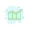 Cartoon colored chart growth icon in comic style. Graph sign ill