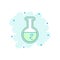 Cartoon colored chemical test tube icon in comic style. Laboratory glassware or beaker equipment illustration pictogram.