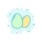 Cartoon colored egg icon in comic style. Eggshell illustration p