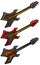 Cartoon colored electric metal rock guitar set