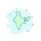 Cartoon colored India map icon in comic style. India sign illustration pictogram. Country geography splash business concept.