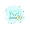 Cartoon colored mail envelope message icon in comic style. Mail