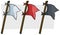 Cartoon colored pirate flags on wooden stick