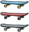 Cartoon colored skateboard vector icon set