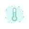 Cartoon colored thermometer icon in comic style. Goal illustration pictogram. Thermometer sign splash business concept.