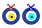 Cartoon colored vector illustration of blue and yellow evil eye bead, Nazar BoncuÄŸu